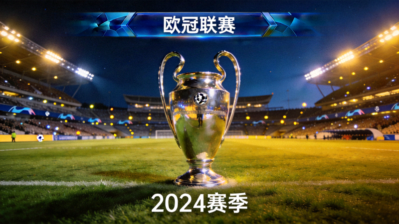 欧冠联赛新闻配图 - 欧冠奖杯与足球场夜景